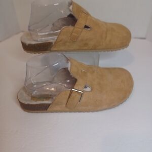 ThereAbout‎ Mules Pink Suede Faux Fur Lining Comfort Shoe Women's 6 READ